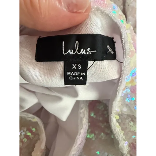 Lulus Mirrorball White Iridescent Sequin Mini Dress Size XS - Image 5