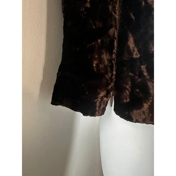 Sintesis Vintage Brown Crushed Velvet Sleeveless Tank Top Side Zip‎ Spain Sz L - Image 5