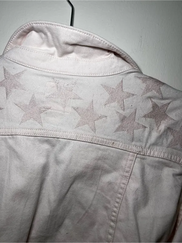 LuLaRoe Pale Pink Star-Detail Denim Jacket - Image 5