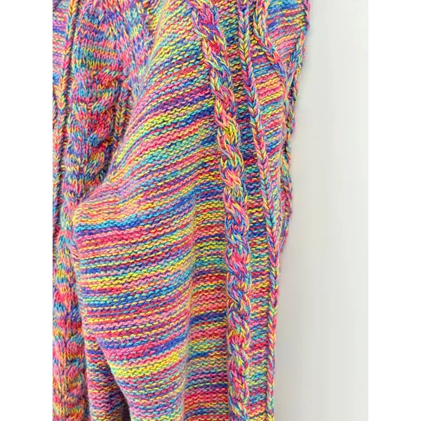 Gap Cable Knit Sweater Womens Large Multicolor Rainbow Space Dye Boho Pullover - Image 5