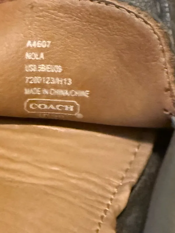 Coach Brown Leather Slip-On Driving Loafers with Silver Hardware Studded Sole - Image 6