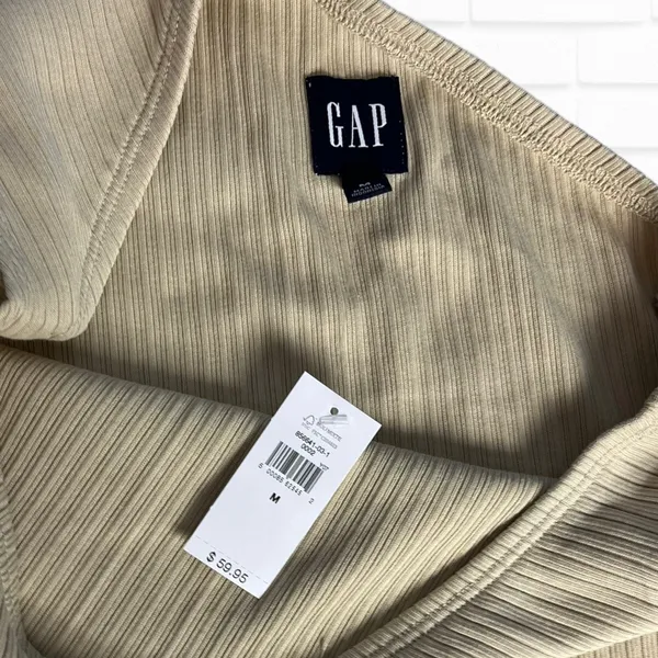 Gap Women's M Rib One-Shoulder Midi Dress‎ Tan Neutral Ribbed Casual - Image 4