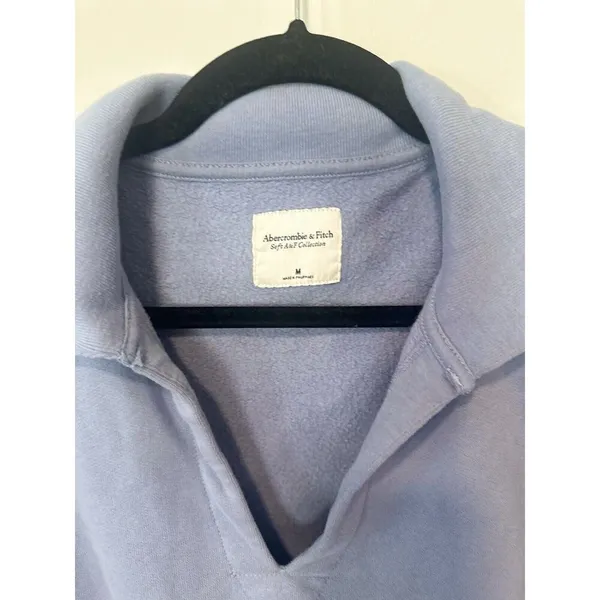 Abercrombie & Fitch Fleece Sweatshirt Size Medium Light Blue Cotton Blend 1440 - Image 4