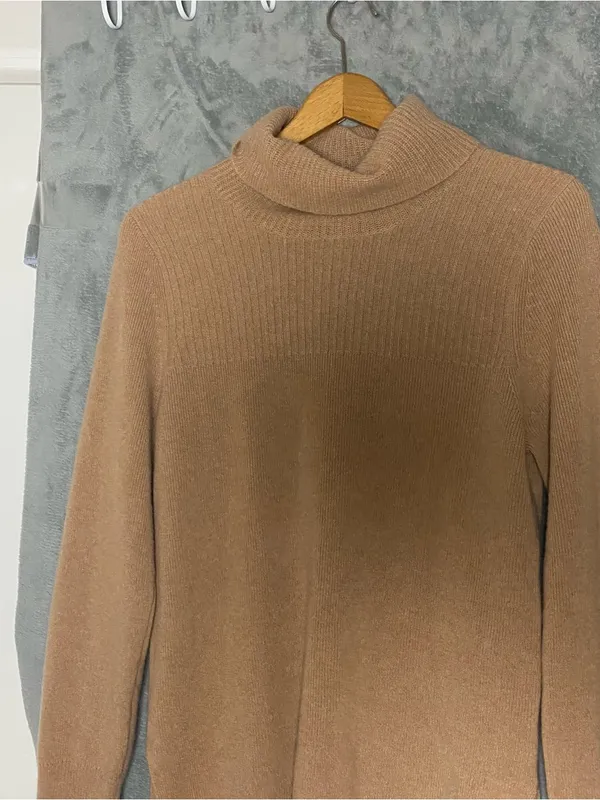 Women’s Camel Turtleneck Sweater Classic Cozy Knit Cashmere Fall Capsule Minimal - Image 3
