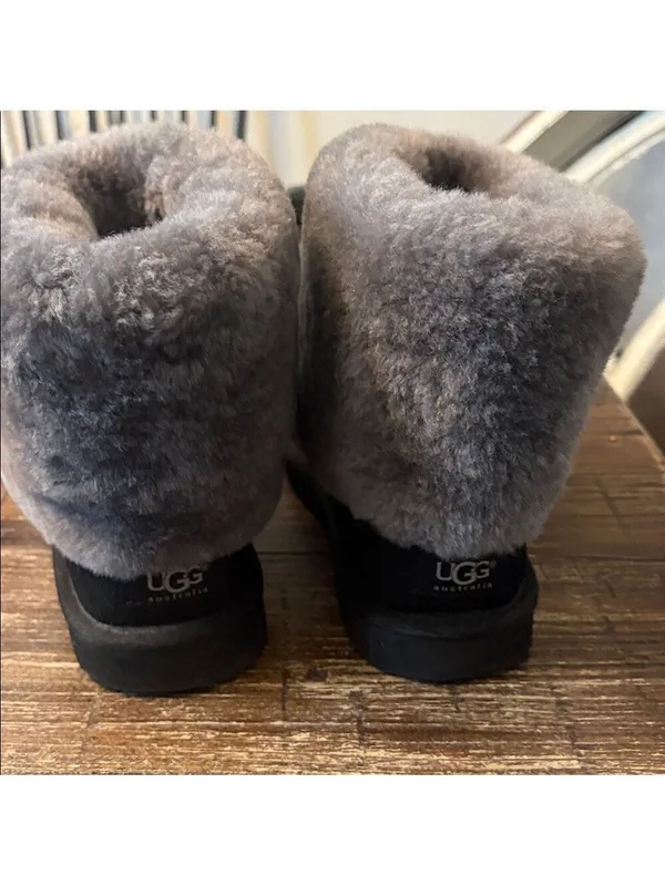 UGG Australia Classic Buckle‎ Shearling Boots Black Gray Size 7 - Image 5