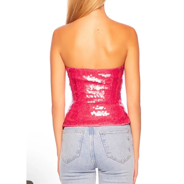 NWT SUSANA MONACO Sheer Sequin Tube Top - Azalea Sz‎ Small $238 - Image 2