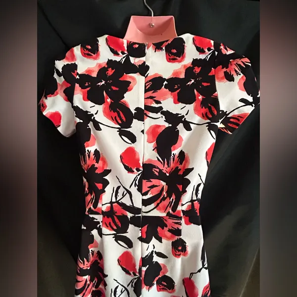 Love…Ady Women’s White Red & Black Floral Fit Flare Short Sleeve Party Dress SM - Image 10
