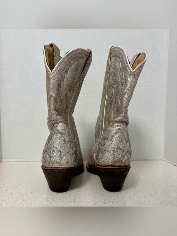 Laredo Distressed Silver Snip Toe Cowboy Boots - Image 4