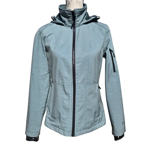 Free Country Womens‎ Softshell Jacket Olive Green Faux Fur Lined Hooded Small - Image 3