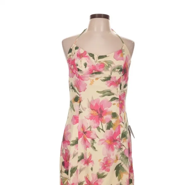 Lulus Harleigh Light Yellow Floral Halter Midi Dress Large Garden Party - Image 3