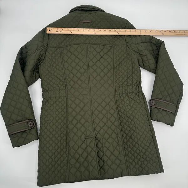 Lands End Quilted Jacket Women’s S TALL 6-8 Green Buttons - Image 9