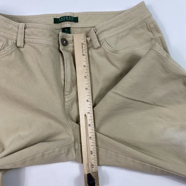 Lauren Ralph Lauren Pants Womens 10 Khaki Beige Stretch Twill Straight Leg Jeans - Image 5