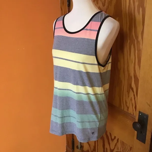 Hang Ten Striped Tank Top Medium Surfer Beach Y2K Skate Cali Casual Tank - Image 6