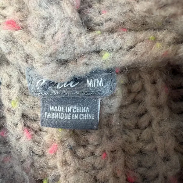 Aerie Women's Medium Beige Flecked Rib Knit Hooded Sweater Pullover Hoodie - Image 5