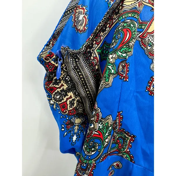 Missguided Mini Twist‎ Tie Dress Womens Sz 6 Blue Paisley Vacation Resort Cruise - Image 12