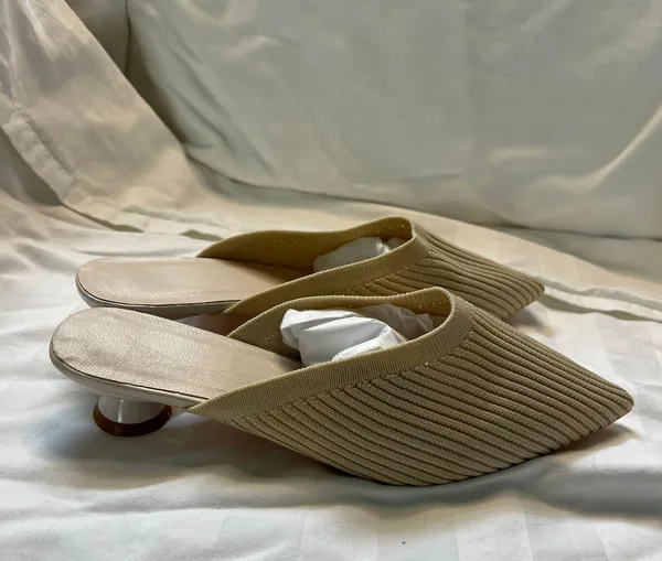 Kitten Heel Summer Mule Slide Color Sand Size 40 Tan - Image 6