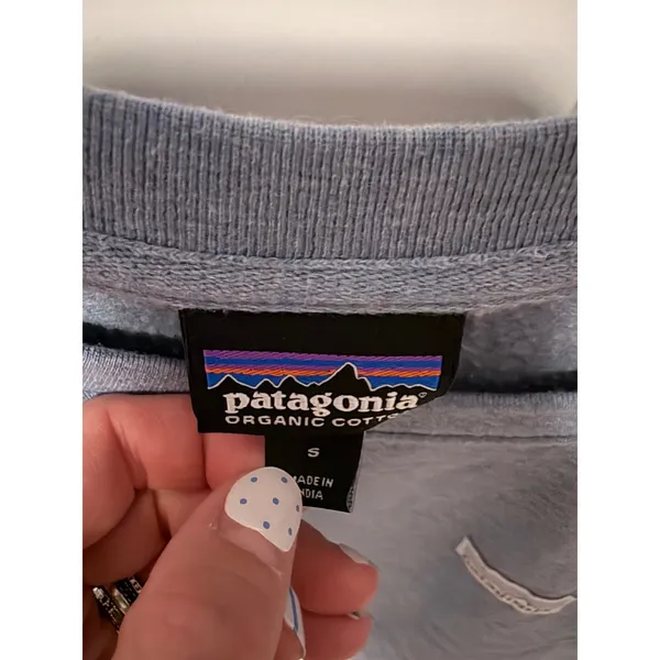 Patagonia Organic Cotton Heather Blue Raglan Pullover Sweatshirt Small - Image 4