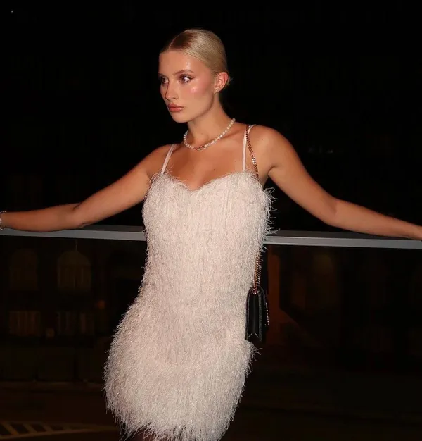 Zara White Feathered fringed Fluffy mini Dress party cocktail evening wedding - Image 8