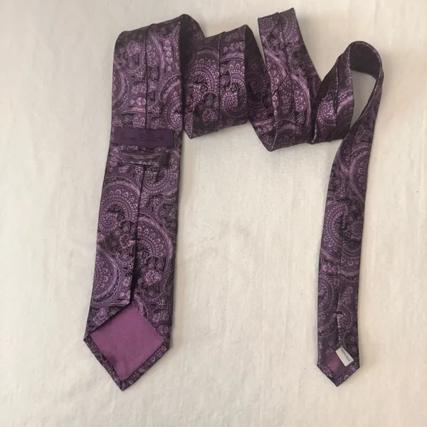 Burma Bibas Silk Mens Tie Purple Paisley Necktie Designer Classic Office - Image 3