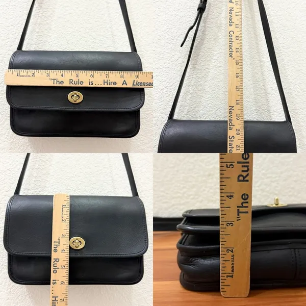 Vintage COACH 9850 Compartment Bag Black Glove Tanned Cowhide Leather Crossbody - Image 11