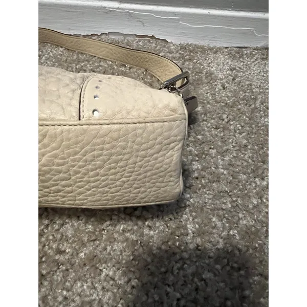 Coach‎ Hampton 5052 Demi Shoulder Bag Bone Cream Pebbled Leather Baguette Y2K - Image 4