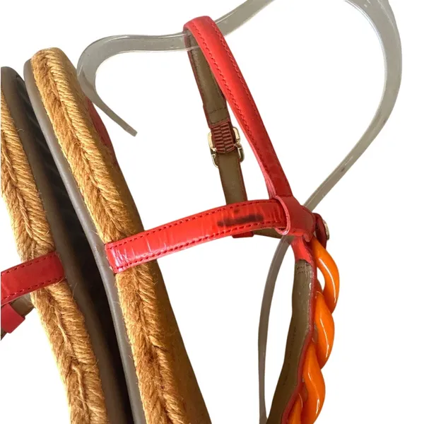 Tory Burch Everly Chain Link Espadrille‎ Sandals Orange Red 7 - Image 12
