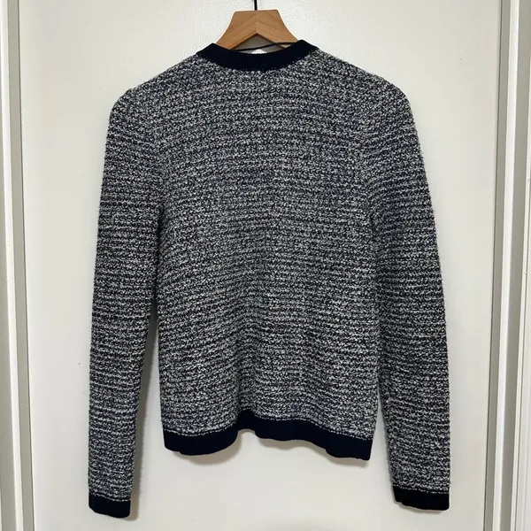 Loft | Women's Navy Blue White Marled Open Front Knit Cardigan Sweater, S - Image 2