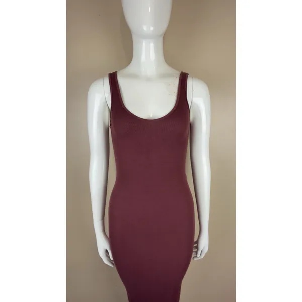 Enza Costa Women’s Ribbed Midi Dress Bodycon, Size S, Color Brown - Image 2