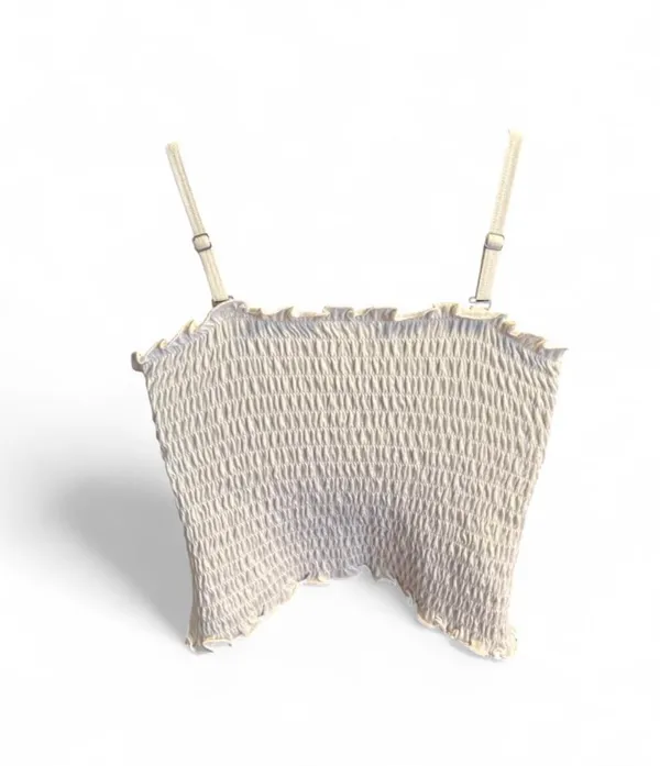 Abercrombie Athletics Womens White Smocked Strapless Top Size X 7/8 - Image 2