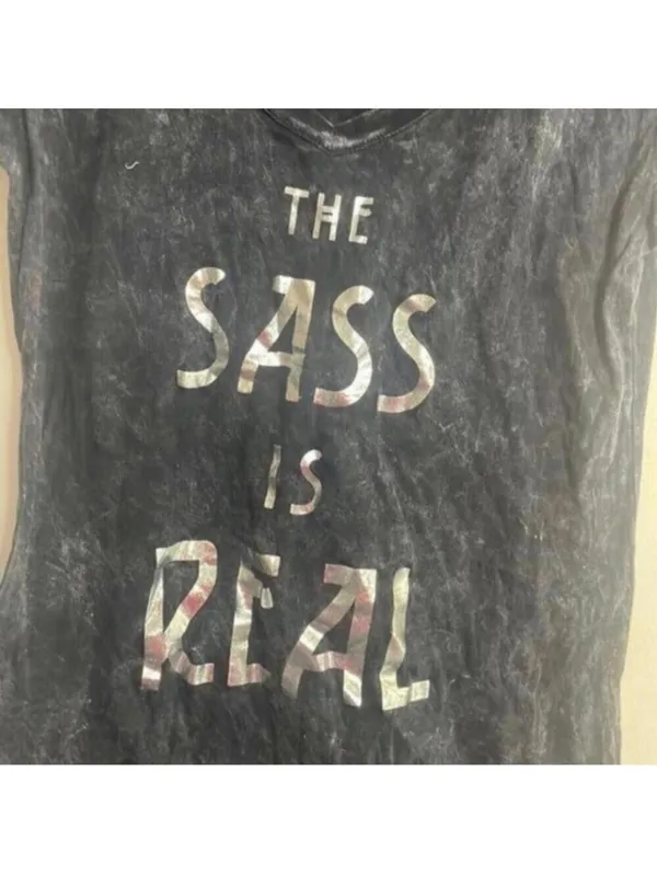 Cold Crush 100% Cotton the sass is real graphic burnout shirt - Image 4