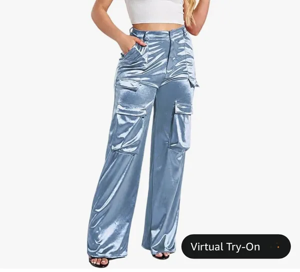 Blue Sparkly Top and Blue Satin Pants Set - Hillary Duff - Image 3