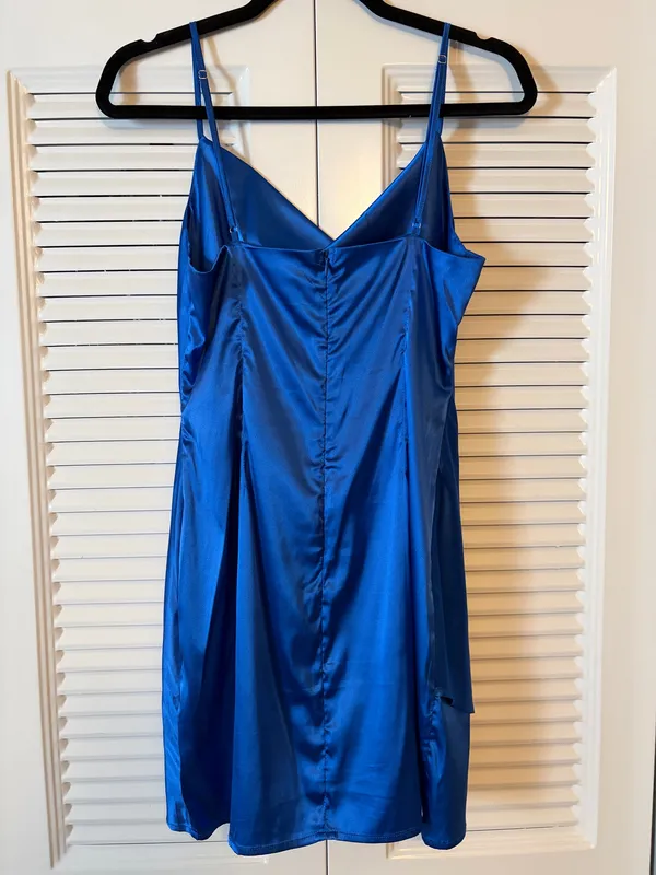 Boutique Blue Satin Mini Dress - Image 2