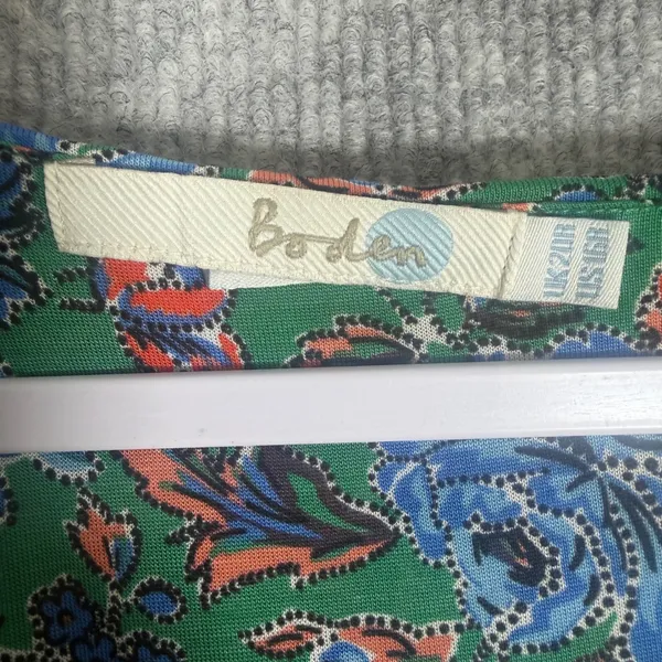 Boden Green Size-US 16R Sheath Dress Floral Tencel Lyocell Ruched Surplice - Image 4
