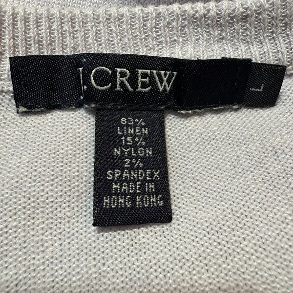 Vintage 90s J.Crew Linen Sweater Lilac Purple V-Neck Long‎ Sleeve Hong Kong L - Image 7