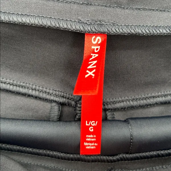New Spanx Black Ponte Knit Pull On Pants Straight Leg Size L - Image 2