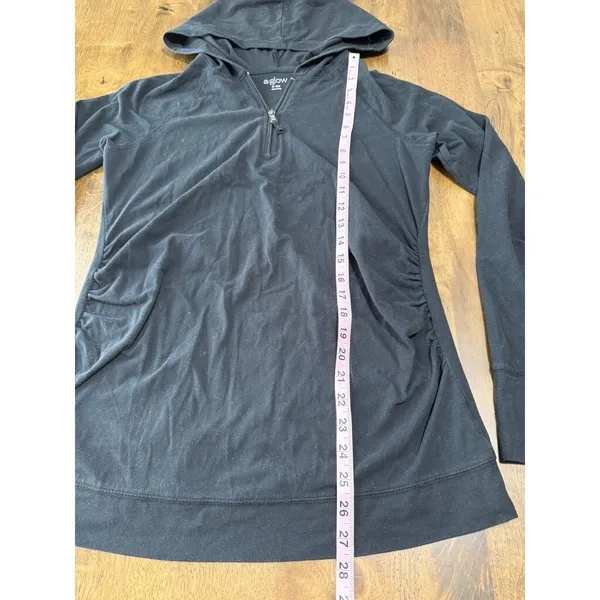 EUC Womens A:GLOW maternity 1/4 quarter zip hooded stretch pullover black size M - Image 3
