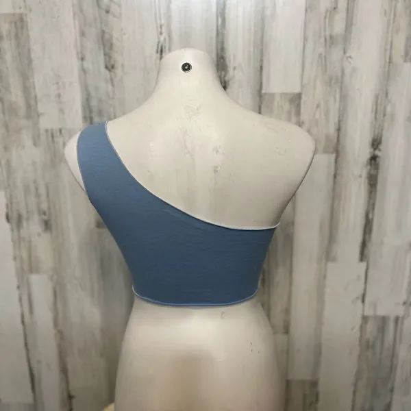 Color Block One Shoulder Crop Top Womens Size Small Orange Blue Raw Hem Festival - Image 3