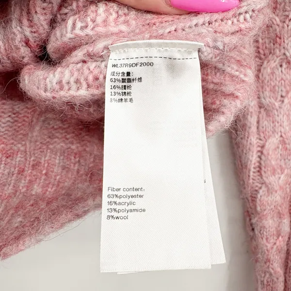 Urban Revivo Women Pink Cable Knit Coquette Cropped Fisherman Cardigan Sweater 6 - Image 5