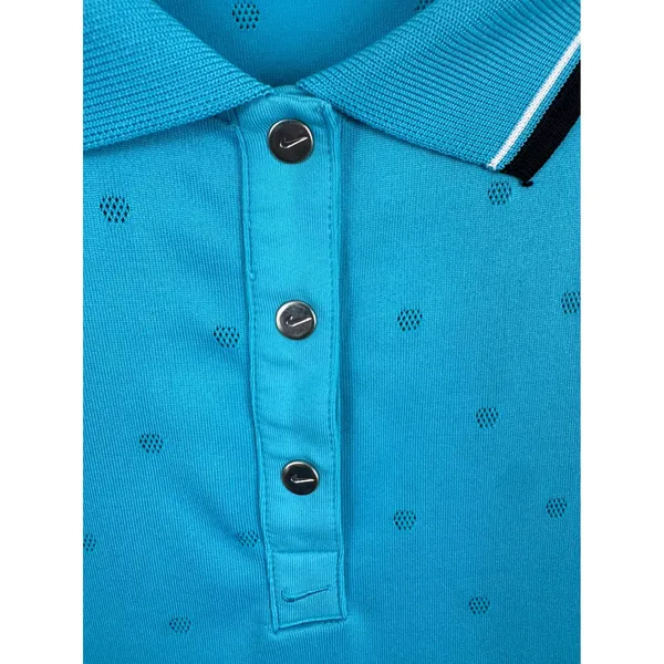 Nike Golf Dri-FIT Polo Shirt Womens XL Blue Short Sleeve Textured Dot - Image 4
