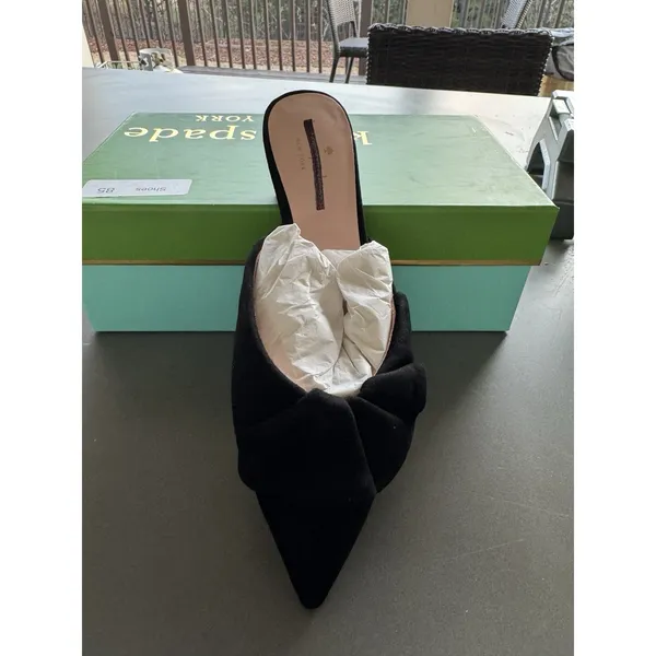 Kate Spade New York BLACK Women's Fayrn Point Toe Mules Size 8.5 Ruffle‎ - Image 3