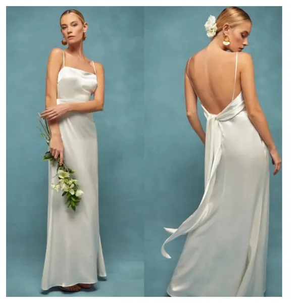Reformation Sauvignon Silk Dress in Ivory Size 10 - Image 2
