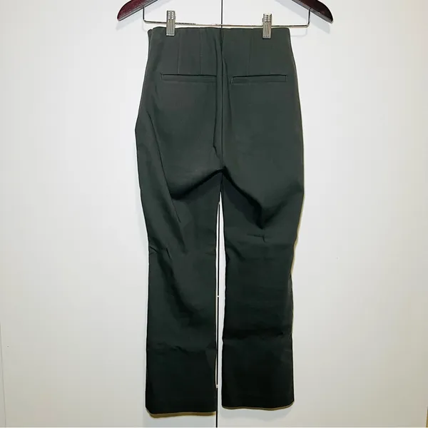 LOFT Pants Green Pintuck High Waist Side Zip Cotton Blend Straight Leg - 00 - Image 2