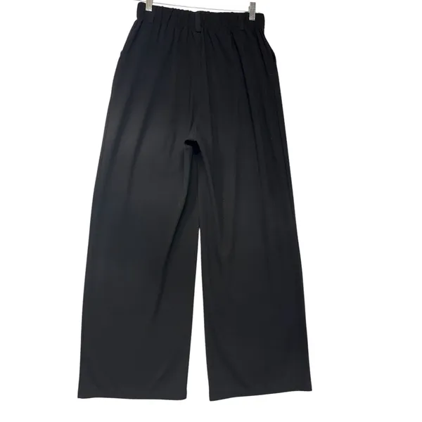 Halara Black Wide Leg Pleated Trousers‎ Womens Medium Tall Elastic Waist Pants - Image 4