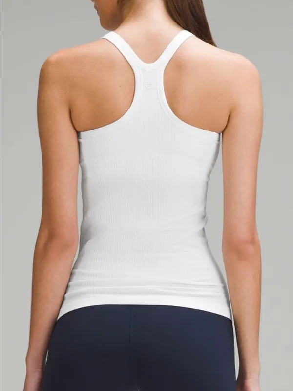 LuLu Lemon Ebb and Flow White Ribbed Yoga Top - Image 2