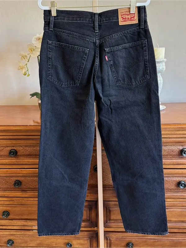 Levi’s 94 Baggy Jeans Black Wash Size 28 High Rise Wide Leg - Image 7
