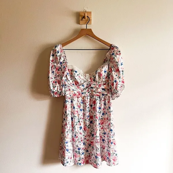 New For Love & Lemons Juliet Floral Mini Dress Size L - Image 4