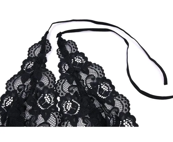 Womens Halter Lingerie Lace Teddy Bodysuit Nightwear Deep V Lace Babydoll M - Image 3