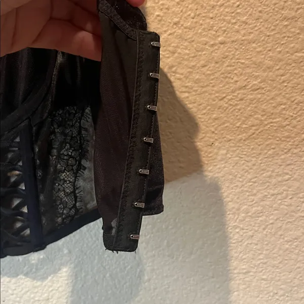 Victoria’s Secret Dream Angels Black Corset Bra Velvet Velour Small Black Goth - Image 10