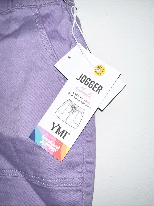 YMI Freckled Poppy Lavender Drawstring Frayed Hem Pull On Jogger Shorts - Image 6
