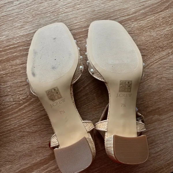 J. Crew Brown Sandals with Pearl Embellishments - Image 4